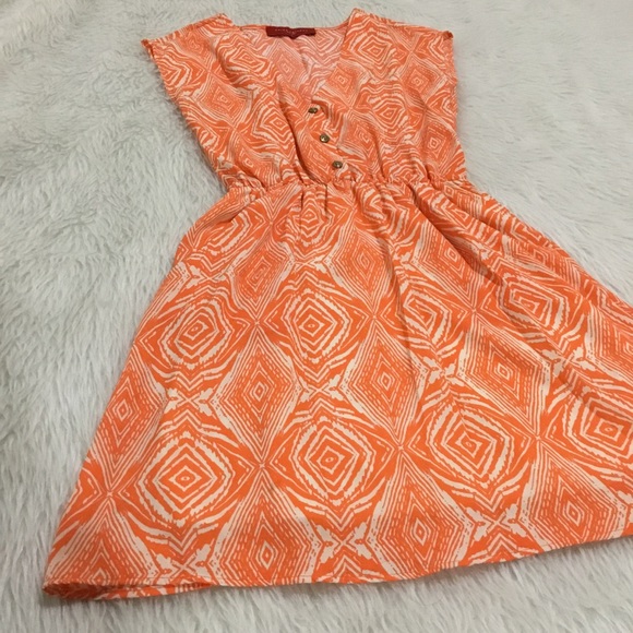 Akira Chicago geometric orange dress summer dress size small - Picture 3 of 7